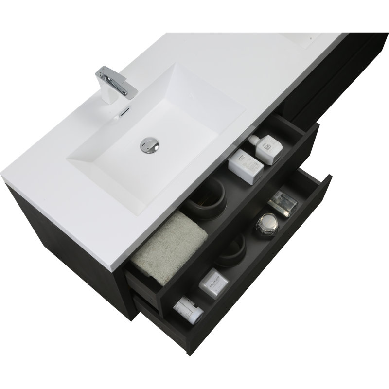 Meuble-lavabo flottant à fermeture en douceur