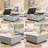 Large Square Storage Bench, Footstool With Two Storage Doors, Mid-Century Modern Coffee Table