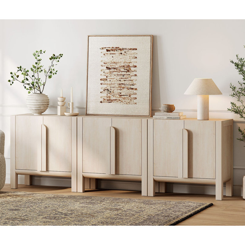 94.5" Mid-Century Modern TV Stand With Storage, 3-In-1 Entertainment Center With 6 Doors And Adjustable Shelves,Wooden TV Console For Living Room