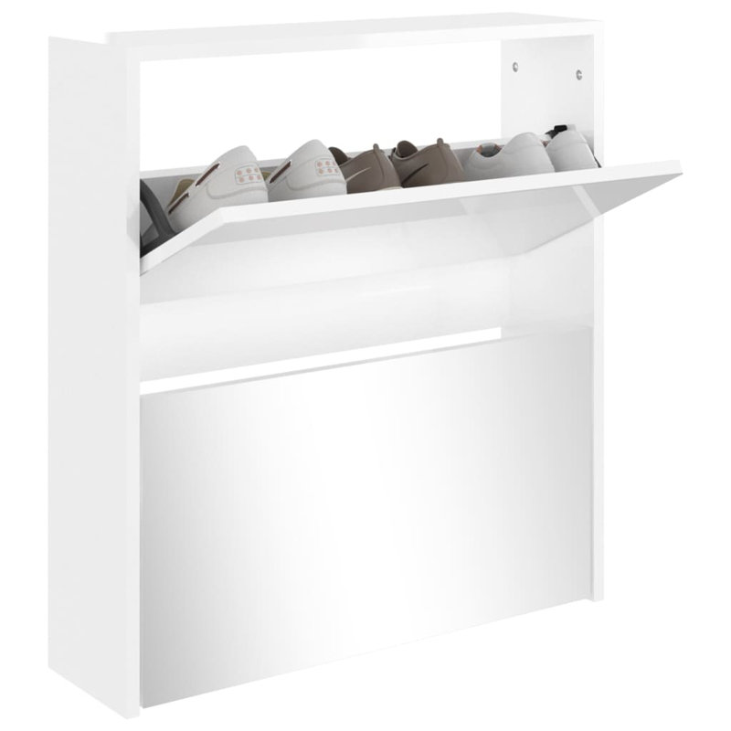 4 Pair Flip Down Shoe Storage, High-gloss white