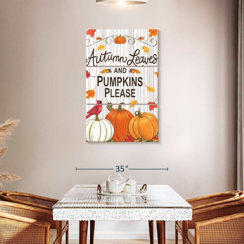 Yarlin Rustic Autumn Leaves And Pumpkins Please, 45" H x 28" W