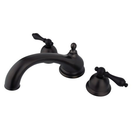 Robinet de baignoire romaine à fixation sur plateau à poignées doubles, Bronze huilé