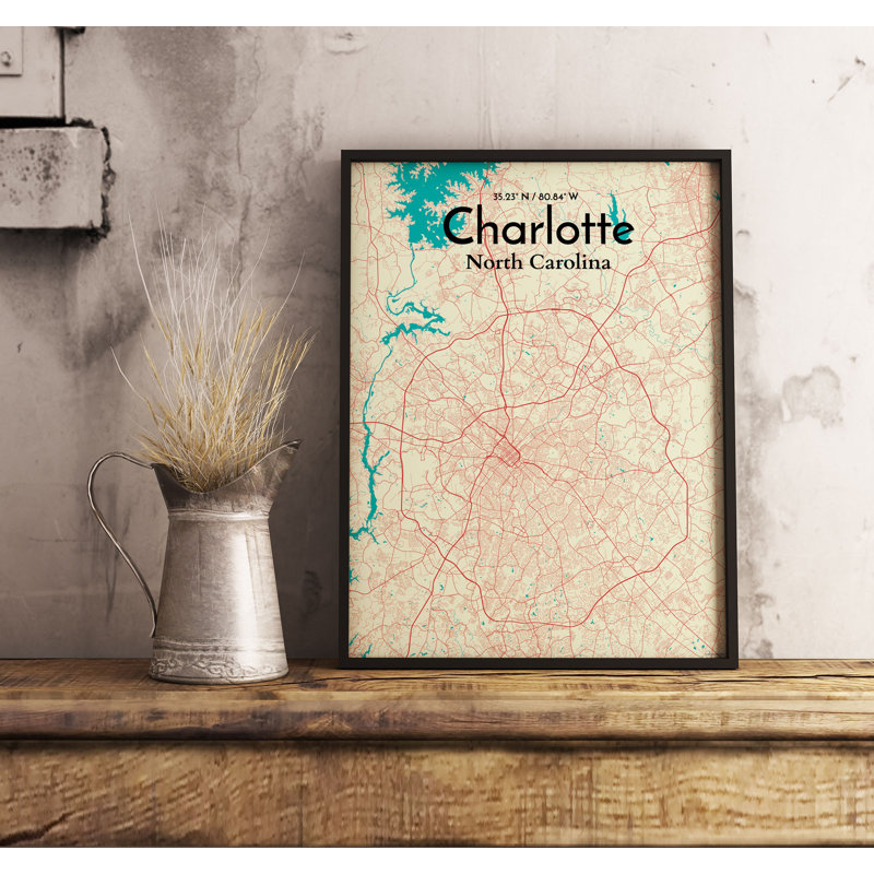 Charlotte City Map - No Frame Print, 43.2cm H x 27.9cm W x 0.13cm D