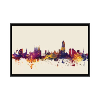 " Barcelona, Spain On Beige " by Michael Tompsett