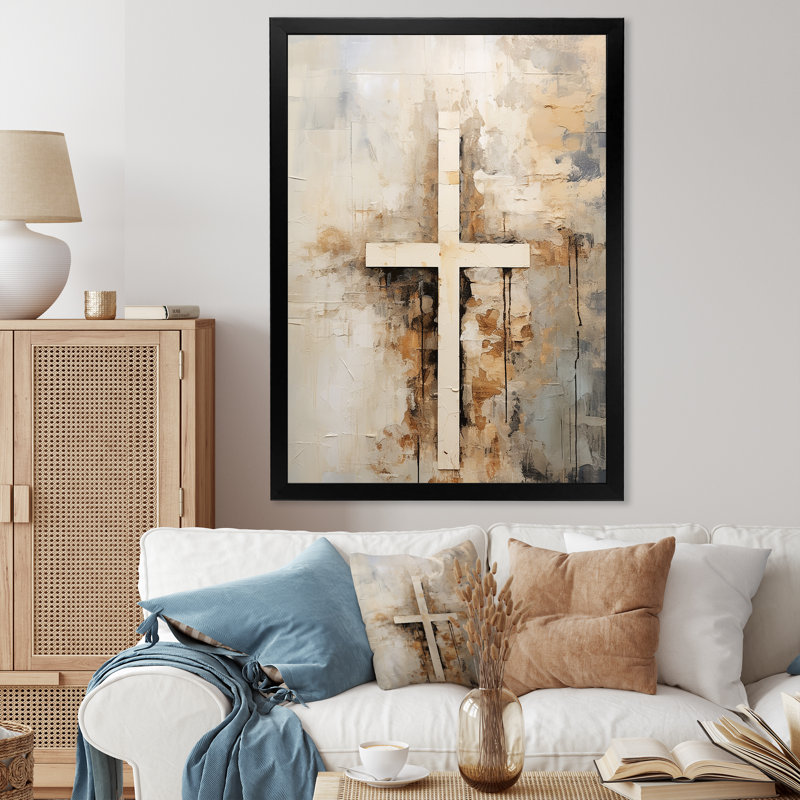 Impression sur toile «Christianisme», Cadre simple noir, H 40 po x l 30 po x P 1,5 po