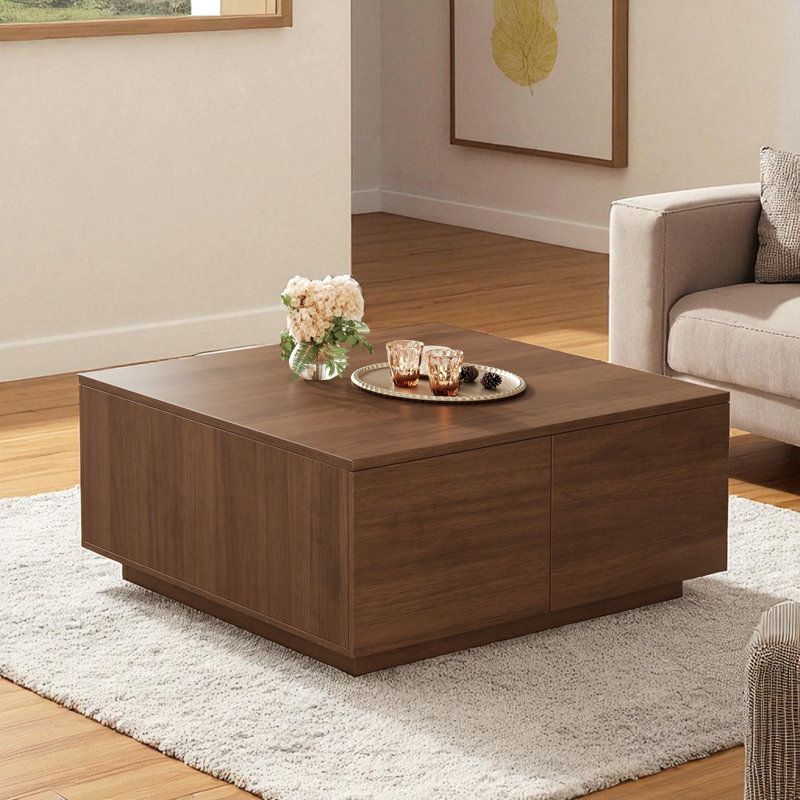 Square Coffee Table With Storage, Walnut