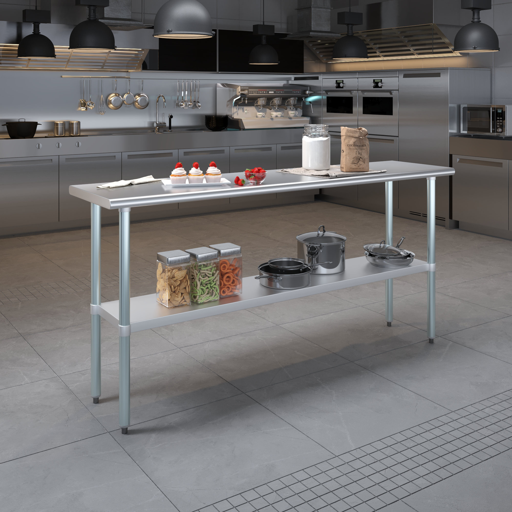 Amgood Table en acier inoxydable 18 po x 72 po Wayfair Canada