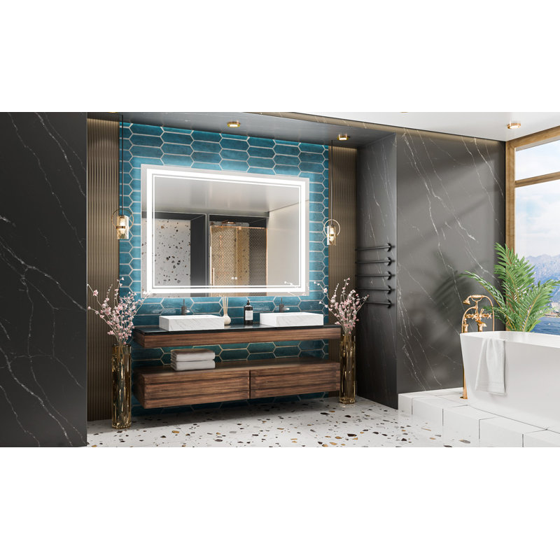 Kaelia LED Lighted Bathroom Vanity Mirror Memory Function Anti-fog Wall Mirror, 36" x 48"