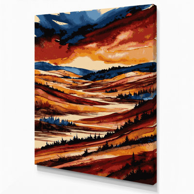 Aquarelle, paysage, 76, art mural sur toile brune