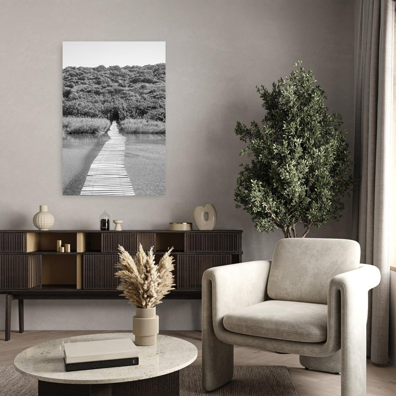 Art contemporain, paysage paisible de forêt sereine rustique, H 36 po x l 24 po
