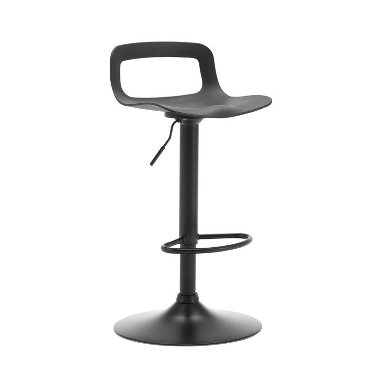 Vahig Swivel PP Adjustable Height Barstool with Metal Frame, Set of 4, Black Seat / Black Frame