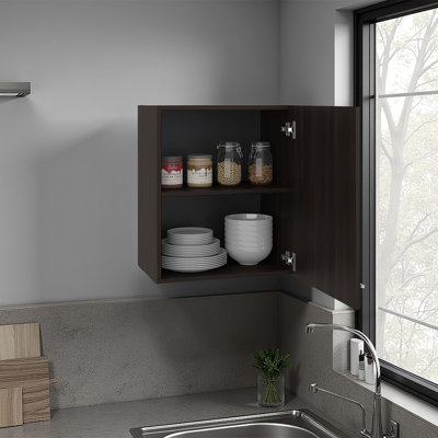Armoire murale de 20 pouces avec porte simple et double tablettes intérieures, armoire de rangement murale, rangement vertical compact pour la salle de bain, la cuisine, la salle de lavage et le garage