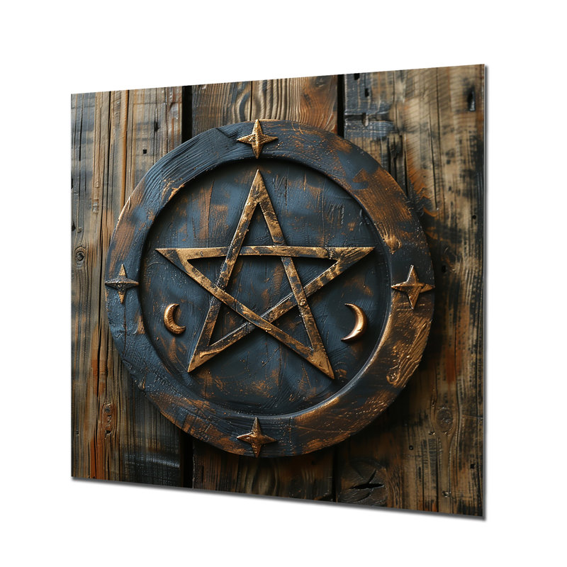 Wicca Pentagram - Spiritual Stone, impression d'art mural, Pas de métal encadré, H 36 po x l 36 po x P 1,5 po
