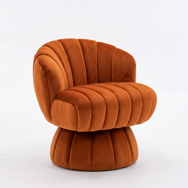 Fauteuil de coiffeuse rembourré pivotant, Orange Velvet