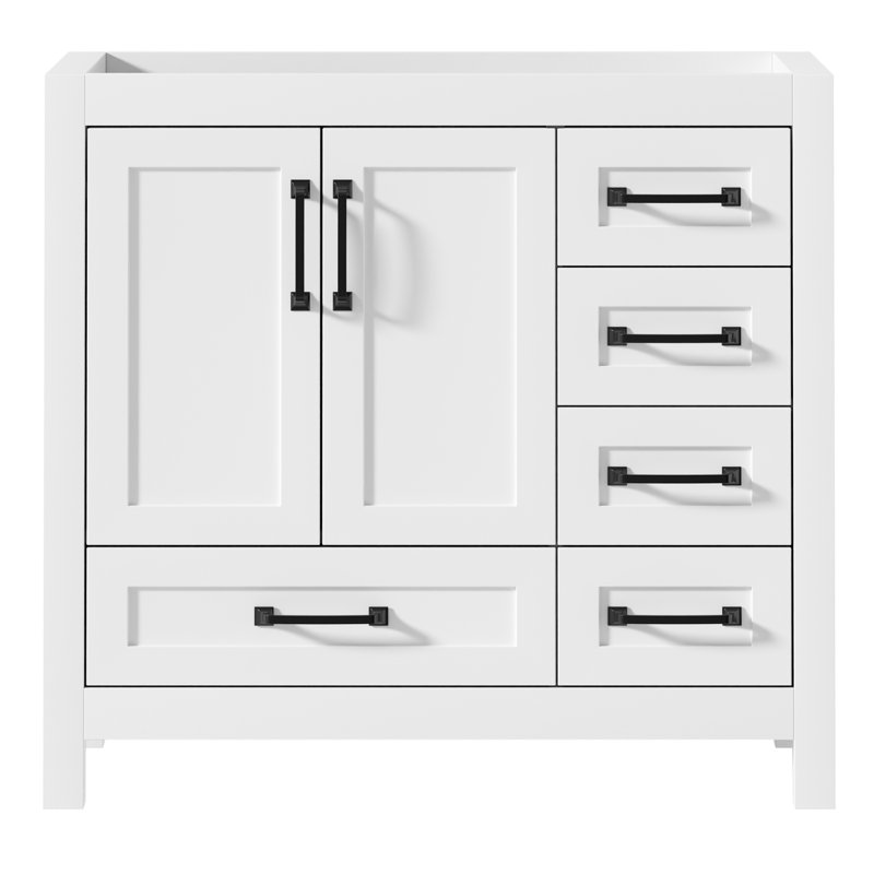 Base de meuble-lavabo simple 36 po seulement sans comptoir d'évier, Blanc