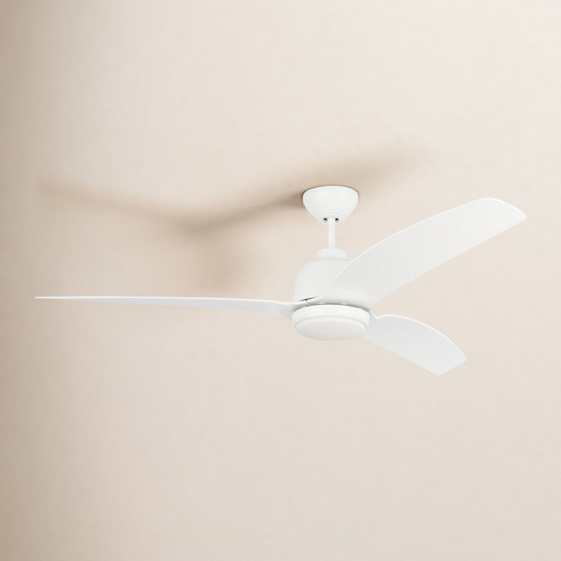 Carly LED Downrod Ceiling Fan, White, 15.40" H x 60" W x 60" D, White