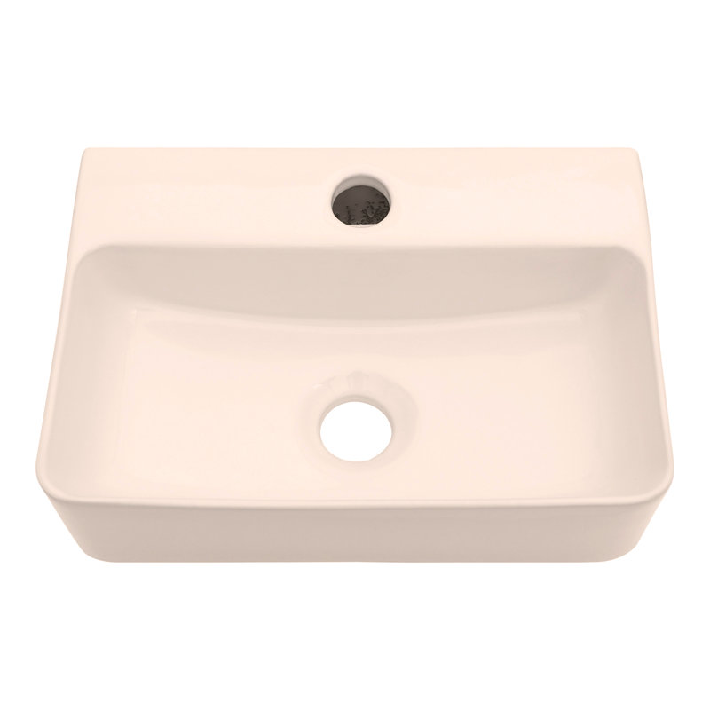 14.5x10 Inch White Ceramic Rectangle Wall Mount Bathroom Sink with Single Faucet Hole