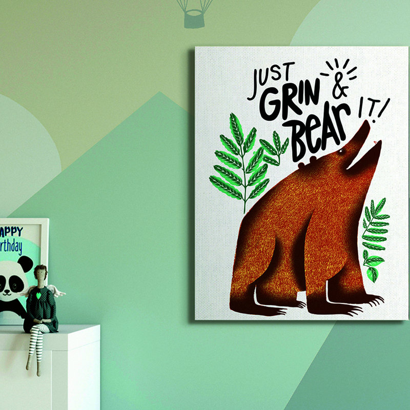 «Rico Grin and Bear It», art animalier, H 48 po x l 36 po, Toile tendue