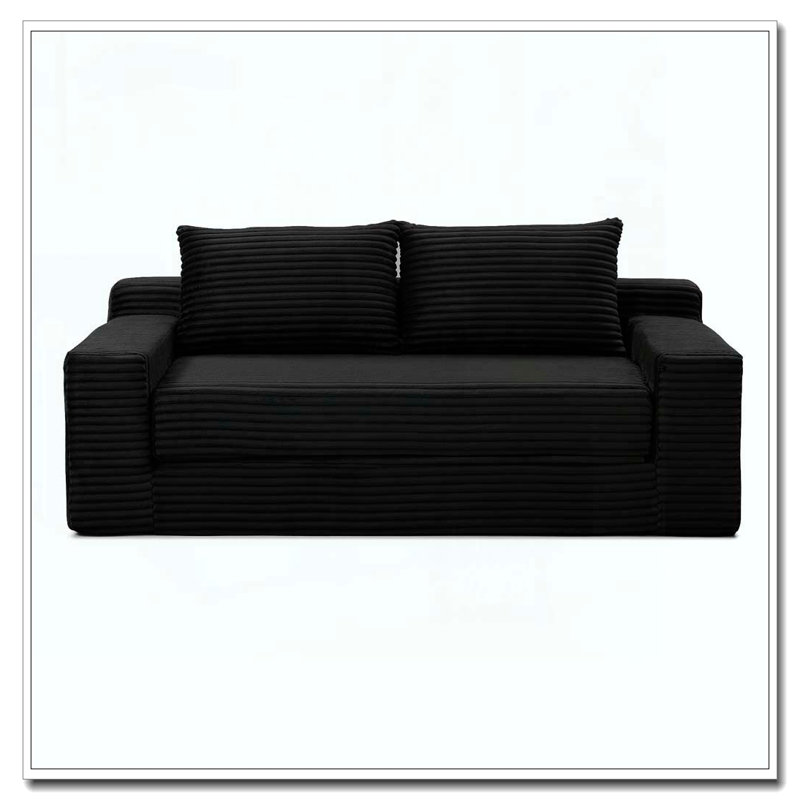 2 in 1 Convertible Folding Couch Bed,Memory Foam Cloud Loveseat Sofa, Black