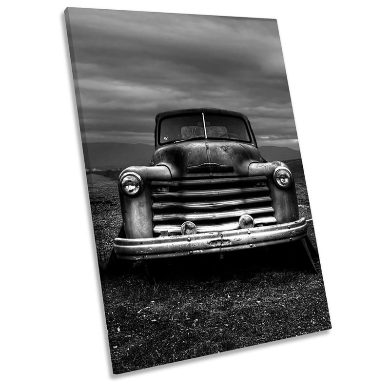 Abandoned Rusty Old Truck B&W - Wrapped Canvas Print, 91.4cm H x 61cm W