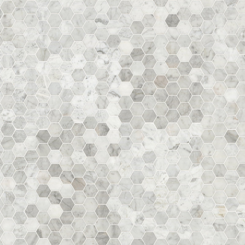 Carrara White Hexagon 12 in. x 12 in. Honed Marble Mosaic Floor and Wall Tile