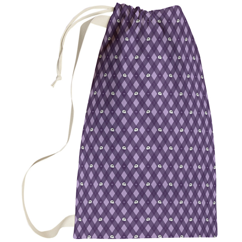 Sac à linge argyle crâne, Petit (H 64 po x l 20 po x P 1,5 po), Mauve