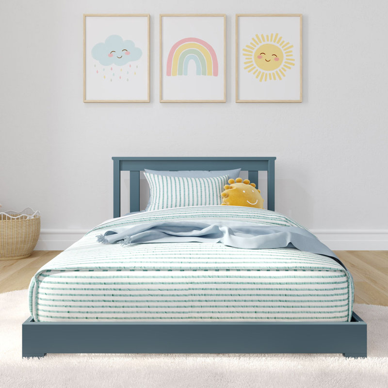 Lit simple au sol Classic, blanc, Misty Blue