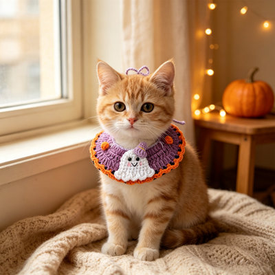 Polyester P et Scarf Halloween Warm Knitted Pet Collar Kitty Bandana Bib Dog Neck Scarf Soft Yarn Knit Neckwear For Kitties Small Medium Dogs Party Outfit Supplies