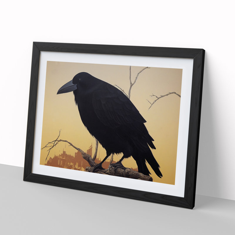 Amazing Crow Bird - Framed Print, Black Framed, 46cm H x 64cm W x 2cm D