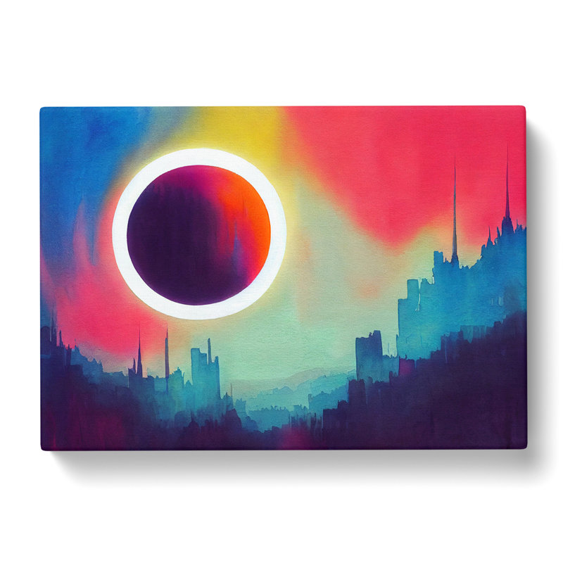 Pretty Watercolour Skyline Abstract - Wrapped Canvas, 50cm H x 76cm W x 3cm D