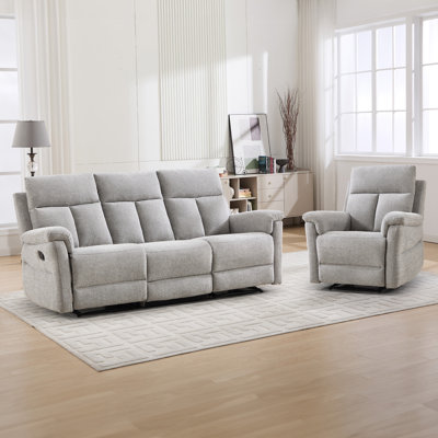 Ensemble de salon inclinable manuel 2 pièces en chenille moderne 2 pièces