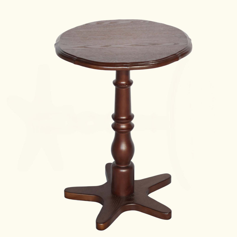 Round Wooden Small End Table, Vintage Pedestal Side Table & Accent Nightstand for Living Room, Bedroom & Entryway