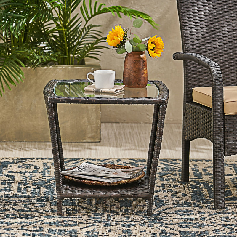 Patio Side Table Outdoor Round End Table