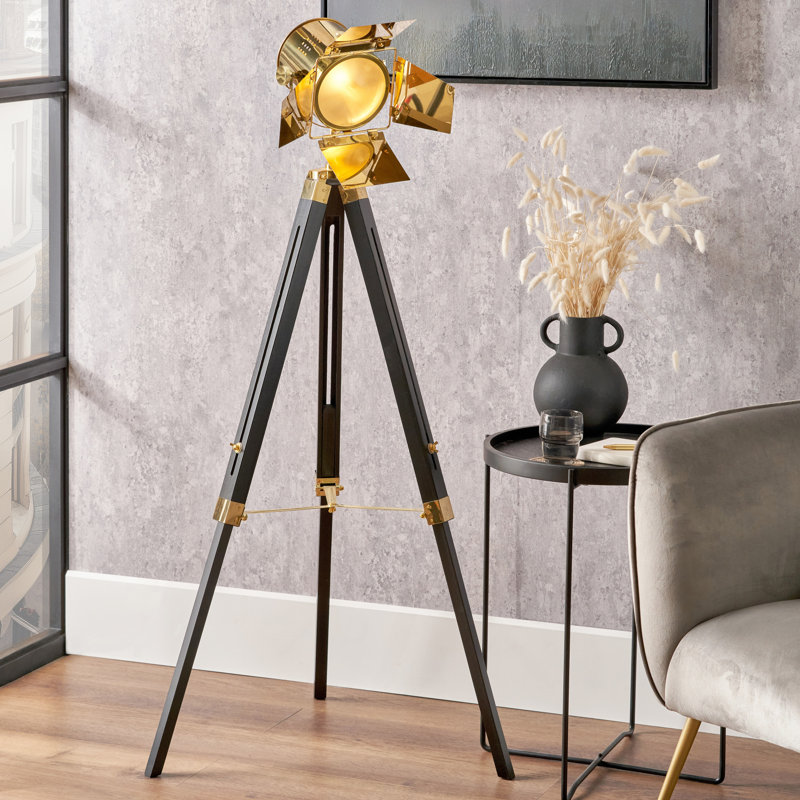 140 H cm Tripod Floor Lamp, Gold/Black