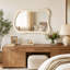 Miroir mural 35,6 "avec finition asymétrique en travertin