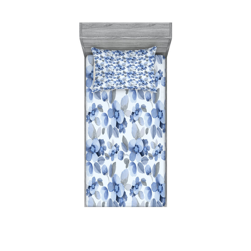 Drap-housse et coussin décoratif Ambesonne Romance, bleu, Ensemble de draps pour lit simple + 5 pièces supp