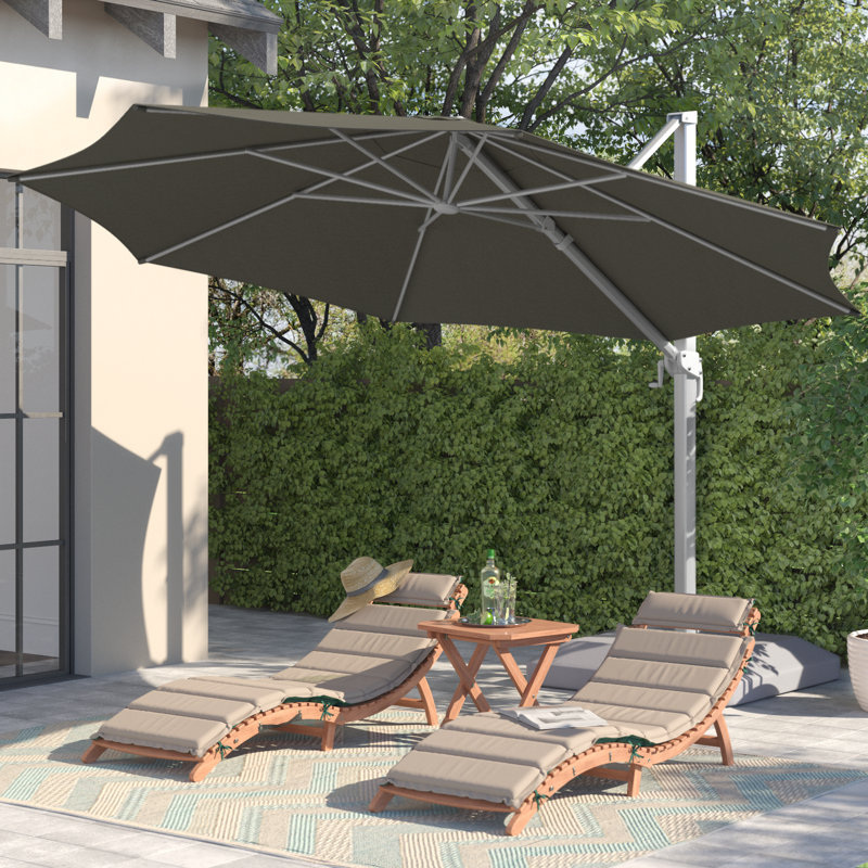 Grayden 150.79 " W Octagonal Rotating Cantilever Umbrella with Crank Lift
