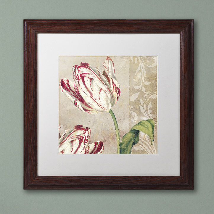 «Peppermint Tulips I» par Jadaya, impression encadrée, H 11 po x l 14 po x P 0,5 po, Blanc, Toile avec cadre argenté