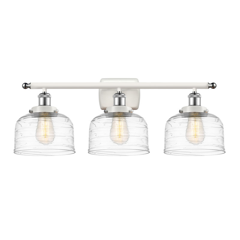 Éclairage pour salle de bain à 3 lumières 28 po Ballston Urban Bell, Argent plaqué argent, Blanc et chrome poli, DEL
