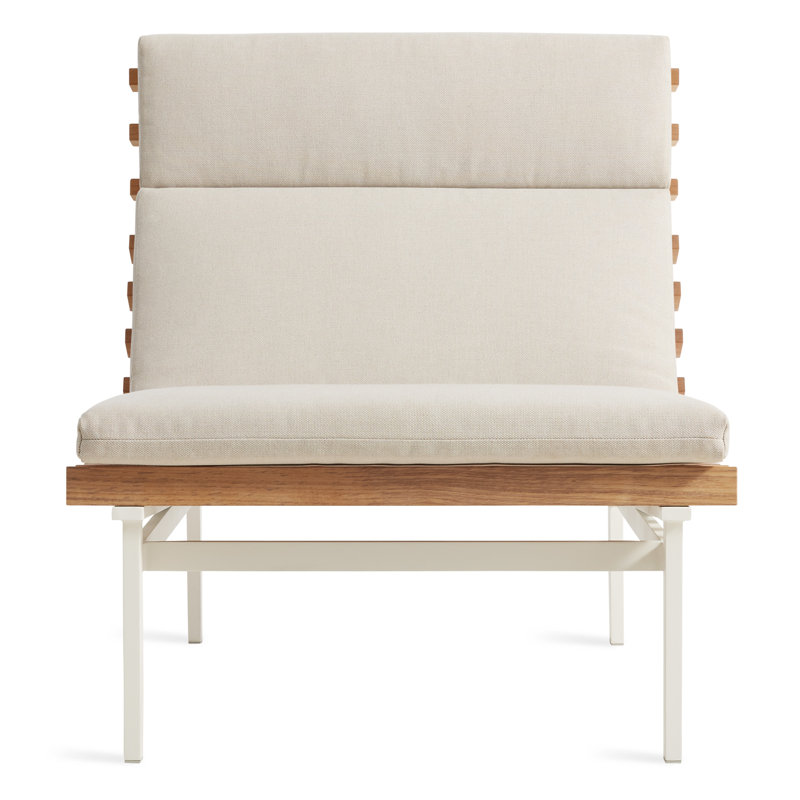 Perch Outdoor Teak Chaise Lounge, Sunbrella Linen, Charcoal
