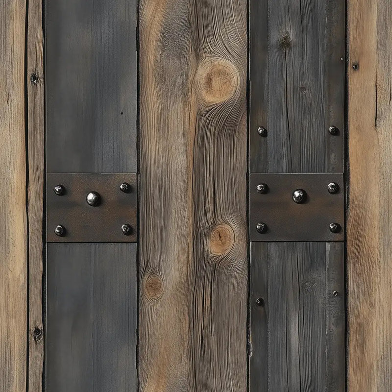 Planche de bois rustique industrielle avec clous en métal