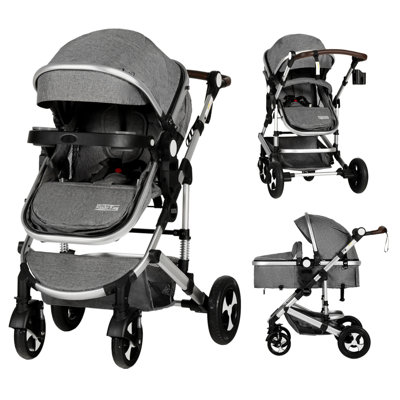 Baby Stroller, Foldable Infant Carriage, Bassinet Stroller for Newborn and Infant