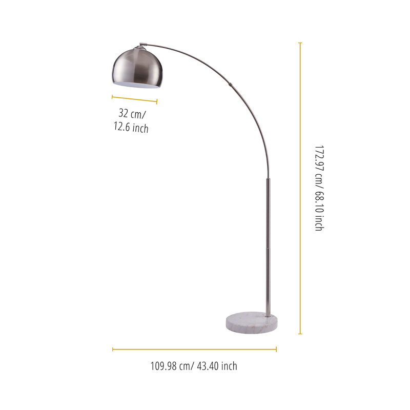 Arquer 68.1" Polished Nickel Arc Floor Lamp with Bell Shade
