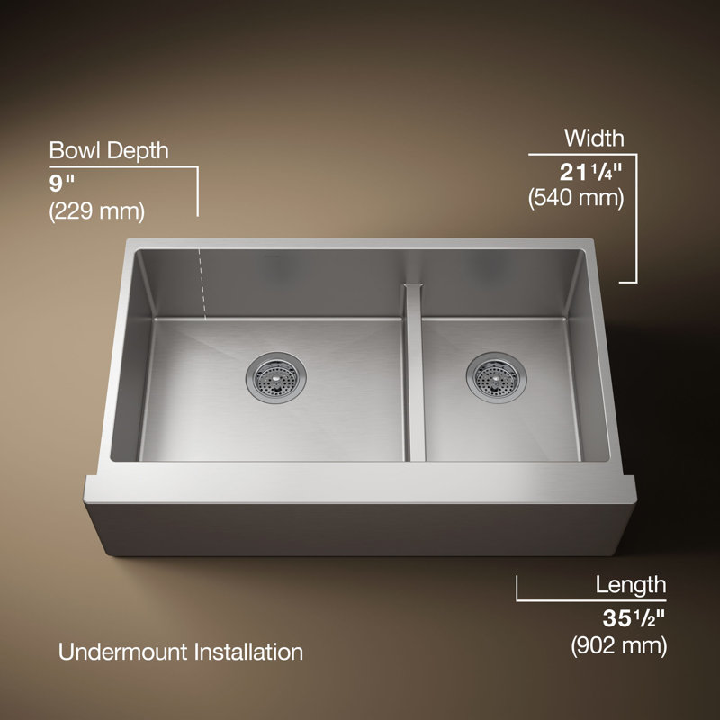 Strive 35.5" x 21.25 Self-Trimming SmartDivide Undermount Double-Bowl Kitchen Sink