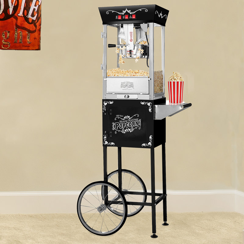 8 oz. Great Northern Popcorn Machine à maïs soufflé bouilloire avec chariot et 5 paquets de grains, Noir