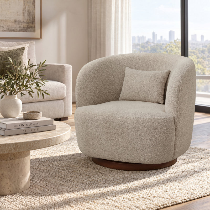 Fauteuil pivotant rembourré de 33 po de largeur, Brun