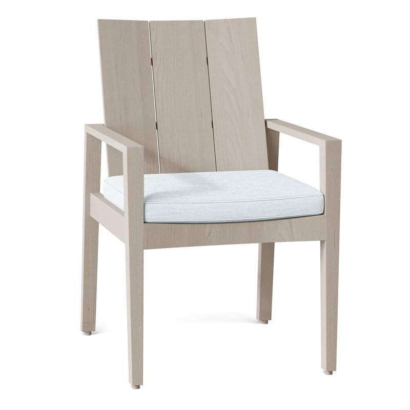 Chaise avec accoudoirs d'extérieur en teck Ashland, Welt, Papier ciel, Huître teck