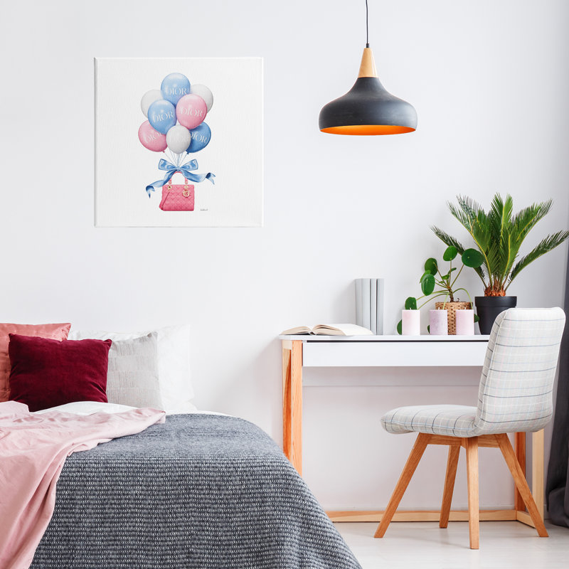 Toile de ballons roses et bleus, design par Amanda Greenwood, H 17 po x l 17 po