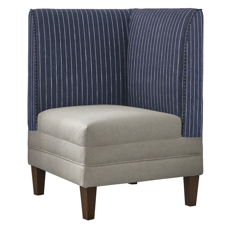 Chaise d'angle Cariana, Rayure bleue / beige