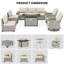 Ensemble de conversation modulaire de patio 10 pièces avec table de foyer et chaises berçantes pivotantes-961894344